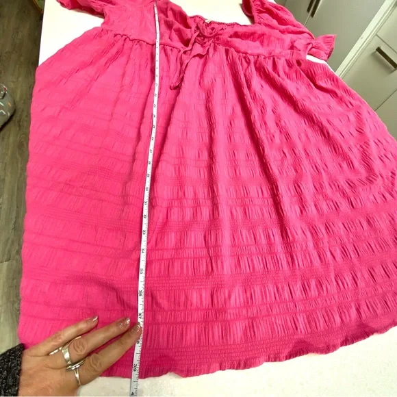 Barbiecore w Puff sleeves boho pink dress with doll shabby chic vibe - Picture 11 of 13